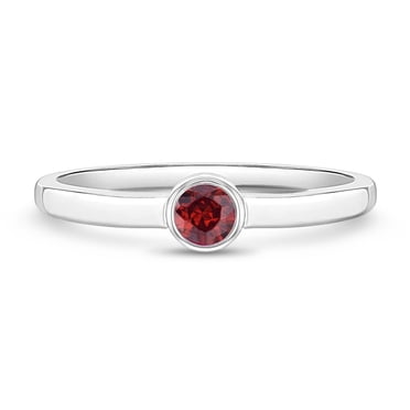 925 Sterling Silver Simulated Garnet Birthstone CZ Ring For Little Girls Size 3