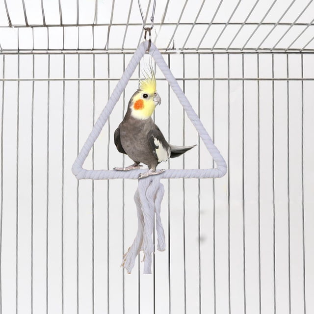 FHBVT Bird Cage Rope Swing Perch Gnaw Resistant Hanging Design Metal Core Tassel Chew Toy Cultivate Coordination Equilibrium for Budgie Canary Parakeet Cockatiel Bird Cage Pet Bird Supplies Decor