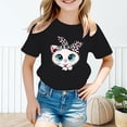 thumbnail image 2 of PMVFHDE T-Shirts Graphiques Mignons T-Shirts Chemises pour Fille Grande Taille Hauts pour Fille Hauts Tendance pour Filles T-Shirt Graphique Mignon pour Fille Col Rond Manches Courtes T-Shirt d'Été Décontracté Noir, 5-6 Ans, 2 of 5