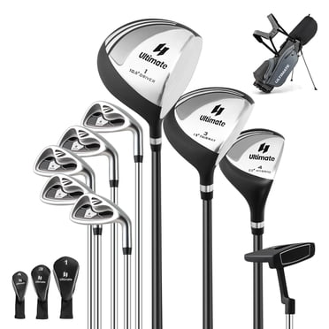 Ensemble Complet de Clubs de Golf pour Hommes 10 Pcs Comprend Pilote en Alliage Gris