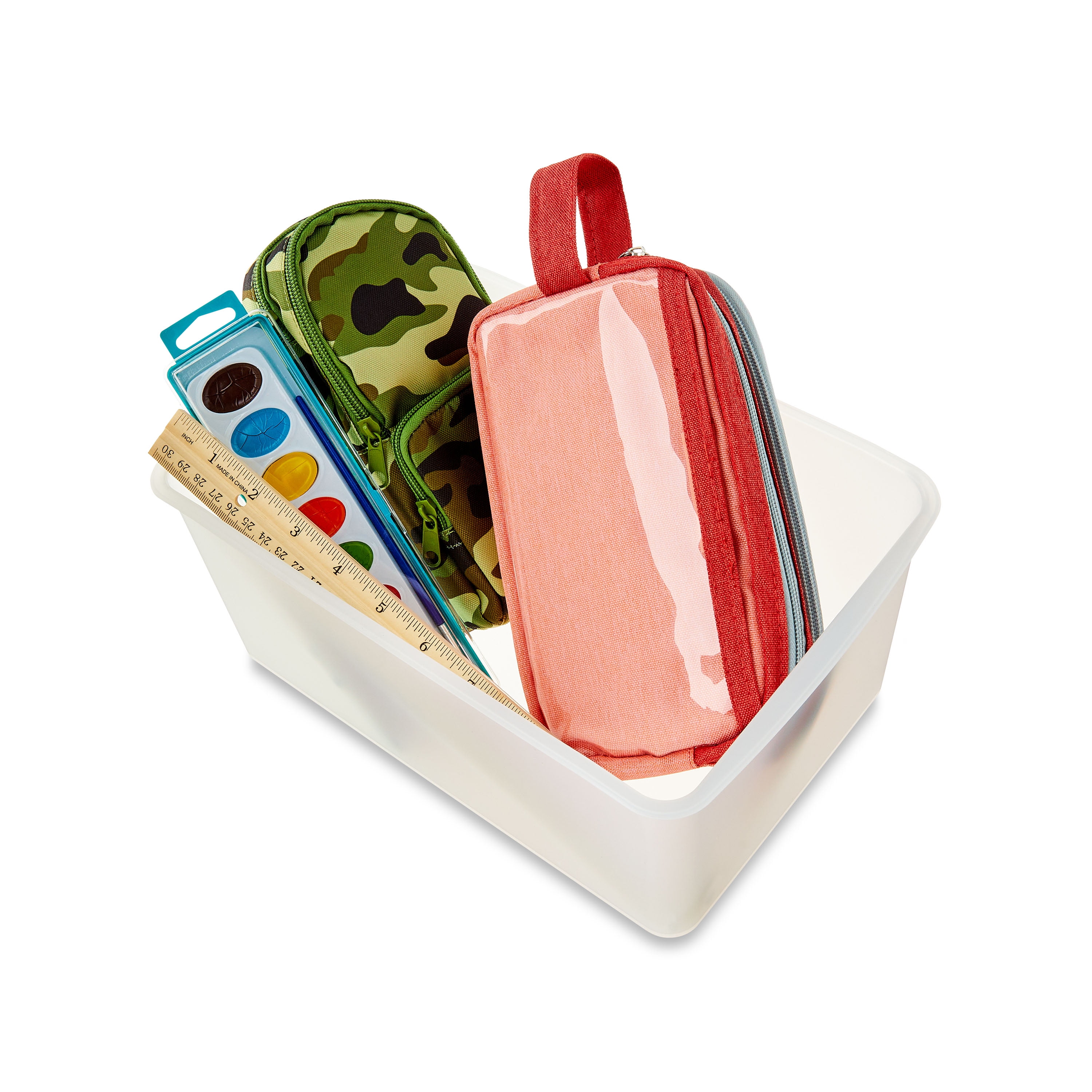Storex petit bac à casier, organisateur de bureau en plastique, transparant, 1 unité