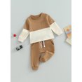 thumbnail image 3 of Faithtur Toddler 2Pcs Fall Outfits Long Sleeve Contrast Color Sweatshirt and Pants Set Baby Clothes, 3 of 8