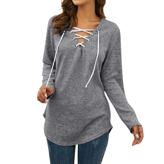 Women‘s Solid Color Long Sleeve Printed Top Pink M