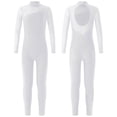 thumbnail image 1 of TiaoBug Girls Ice Skating Jumpsuit Rhinestone Mock Neck Competition Figure Skating Dancewear White 6, 1 of 6