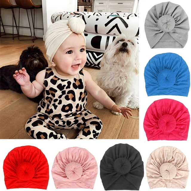 Turban Noué Uni pour Bébé Fille Garçon, Couvre-Chef, Chapeau Enveloppant, Bonnet Infroissable