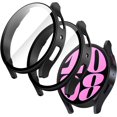 thumbnail image 1 of KOMI Case with Screen Protector for Samsung Galaxy Watch 6 40mm, Overall Protective Cover, Built-in Tempered Glass Film High Sensitivity, 2 Pack (Black), 1 of 5