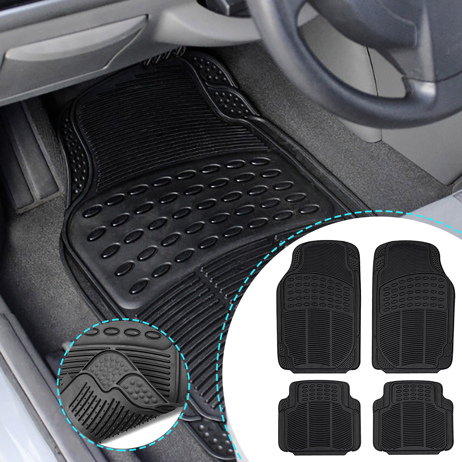 EGNMCR Car Interior Accessories Car Floor Mats Four-piece PVC Non-slip Universal Floor Mats floor mats