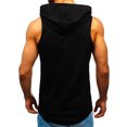 thumbnail image 4 of TIHLMK T-Shirts pour Hommes Hommes à Capuche Rayé à Empiècements Gilet Veste Patchwork Sans Manches à Capuche Contrastée, 4 of 6