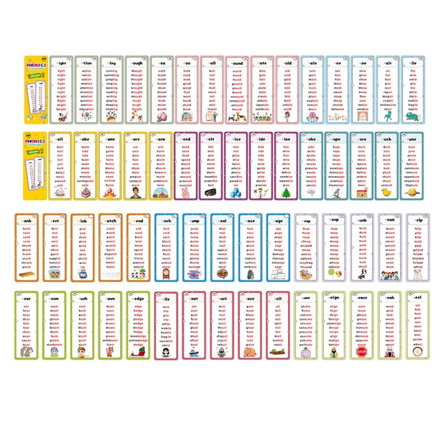 ICQOVD Cartes Flash de Phonétique Ensemble de Cartes d'Apprentissage Anneau de Rangement Inclus