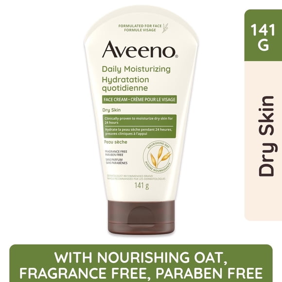 Aveeno Daily Moisturizing Face Cream, Facial & Neck Moisturizer, Dry Skin, Non-GMO Oat, Paraben Free, Fragrance Free