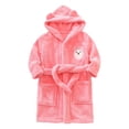 thumbnail image 1 of JIRNDfCA Girls Robe With Hood Soft Cute Cartoon Bathrobe Long Sleeve Facecloth Rabbit Warm Kids Robe Children Sleepwear Pink 5-6 Years, 1 of 3