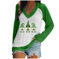thumbnail image 1 of Pompotops Casual St. Patrick'S Day Imprimé Manches Longues Tops V-Neck Chemisier Femme, 1 of 4