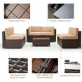 thumbnail image 4 of YODOLLA 7-Piece Patio Furniture Set, Brown Rattan Wicker Outdoor Sectional Sofa Couch with Table Patio Conversation Set for Lawn& Backyard In Beige, 4 of 7