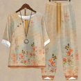 thumbnail image 2 of Cathalem Ensemble Décontracté 2 Pcs pour Femmes, Pantalon Taille Haute, Jaune TTTG, 2 of 3