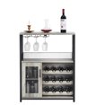 thumbnail image 1 of Wine Bar Rack Cabinet with Detachable Wine Rack and Storage, Coffee Bar with Glass Holder, Small Sideboard and Buffet Cabinet with Door, for Kitchen, Living Room, 1 of 7