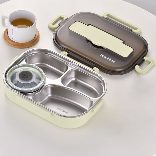Fankiway thermal Insulation Bento 4 Grids with Soup Bowl Lunch Box Tableware Set Portable Lunch Box Student Lunch Box Lunch Box for Kids and Adults Bento Box Containers