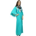 thumbnail image 1 of Bimba Robe Maxi Décontractée Aqua Ample pour Femme à Manches Évasées avec Pompons et Foulard - 8, 1 of 6