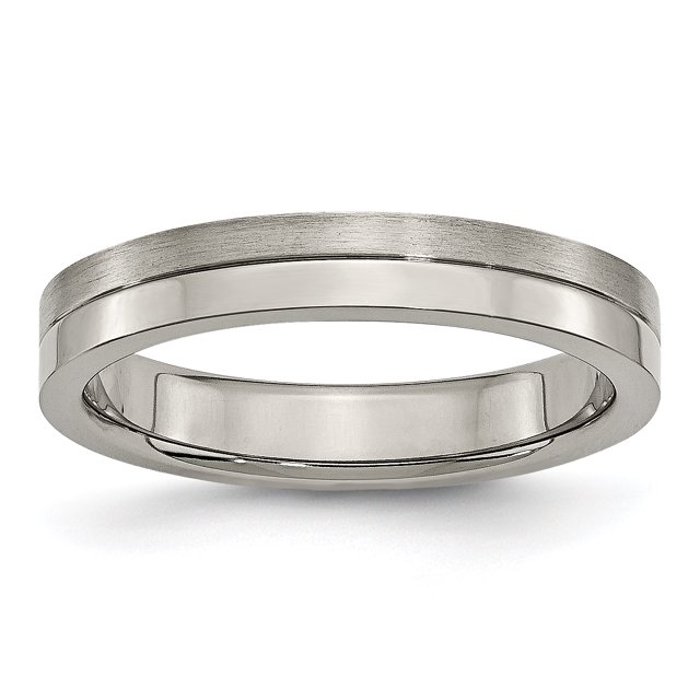 Titanium 4mm Brushed & Polished Band Ring 7 Size