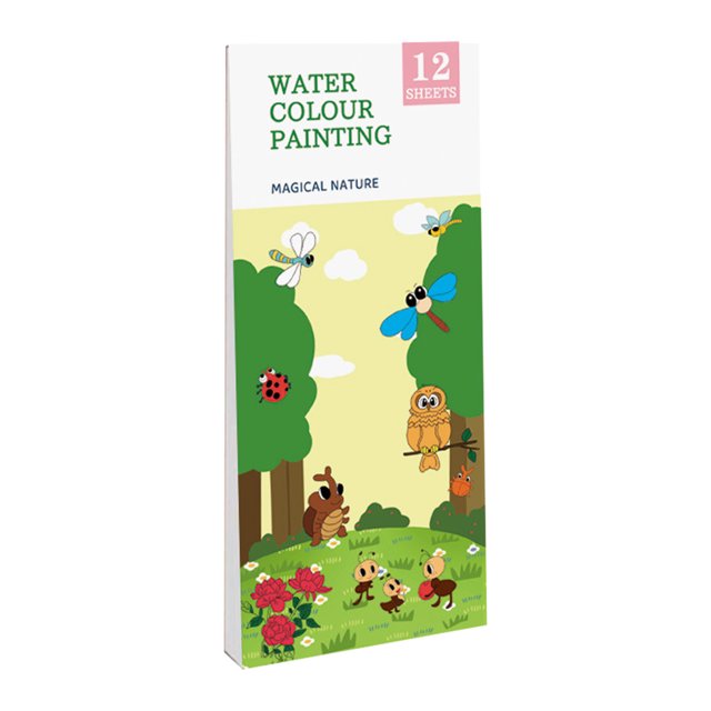 Children's Watercolor Coloring Notebook Watercolor Graffiti Paper with Paint Picture Book DIY Coloring Picture Bookmark
