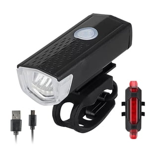 Yeacher USB Luminaire de tête de vélo léger rechargeable avec jeu de lumière avant de vélo arrière 300lm imperméable LED Lampe à vélo pour la montagne & Vélo de route