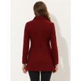 thumbnail image 4 of INSPIRE CHIC Manteau pour Femme à Col Peter Pan, Pardessus à Double Boutonnage, Trench d'Hiver Caban, Rouge Foncé, m, 4 of 5