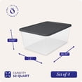 thumbnail image 4 of Homz Contenant de Rangement en Plastique Empilable de 12 Qt avec Couvercle à Loquet, Gris (Lot de 4), 4 of 11