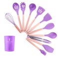 thumbnail image 1 of Kitchen Utensils Set 11Pcs Silicone Non Stick Barreled Cooking Utensils Set Silica Gel Utensil Wooden H andle Kitchenware Set, 1 of 7