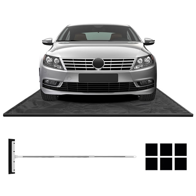 Costway Garage Floor Mat Non-Slip Containment Mat for Waterproof Protection Black Middle