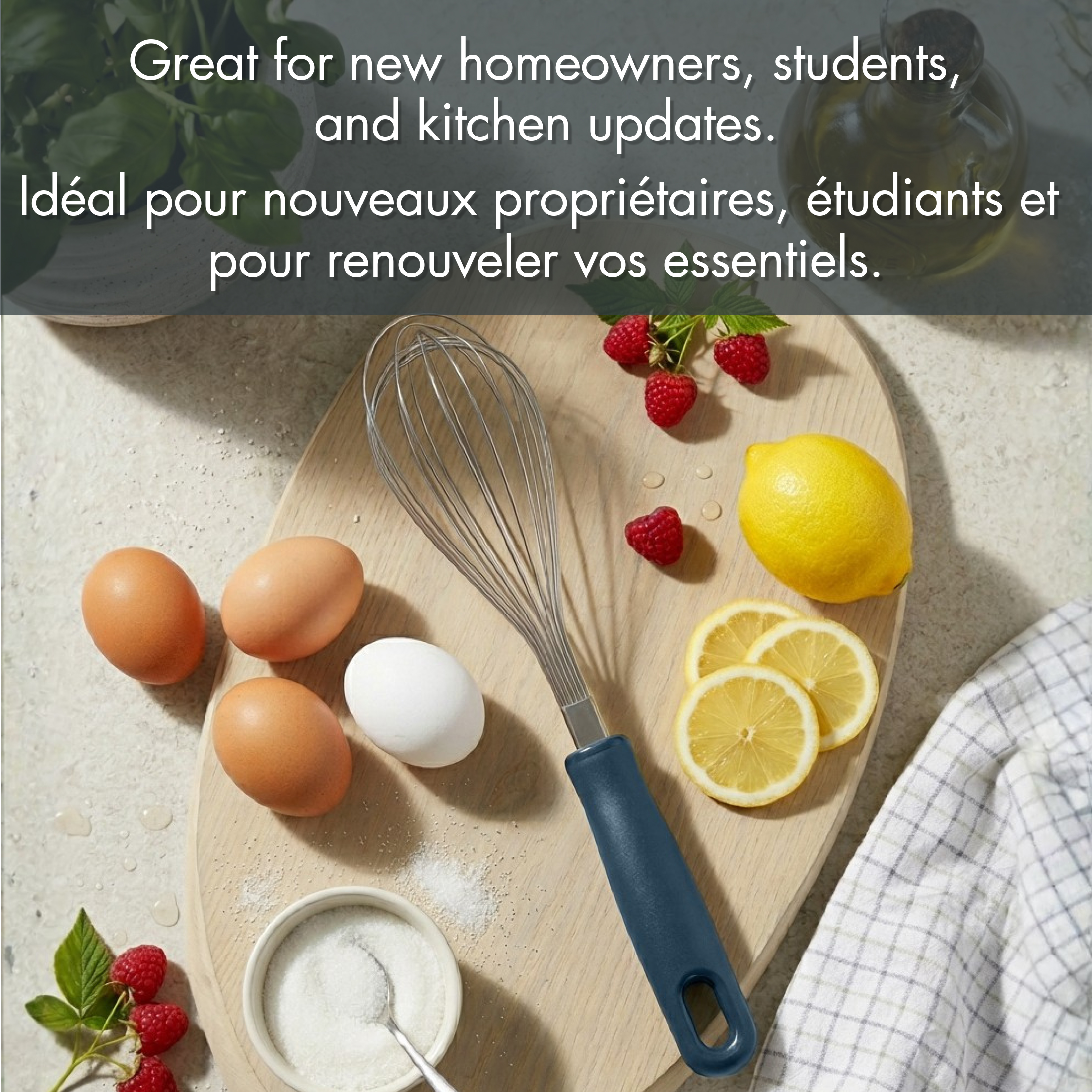 Fouet ballon Mainstays en acier inoxydable 29 cm, 14 fils, Ustensile de cuisine, Marine