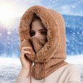 thumbnail image 2 of Women Winter Outdoor Riding Headgear Cold-Proof Ski Cap Warm Bib Face Mask Integrated Cold-Proof Hood Hat, 2 of 6