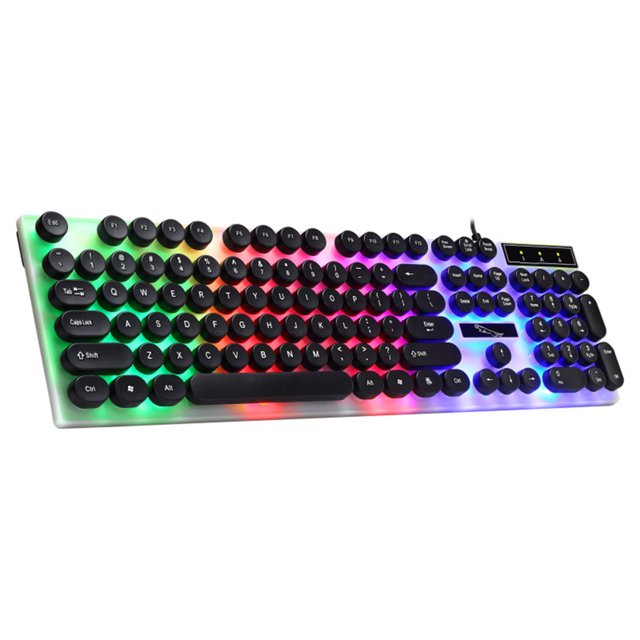 WEUVEB Clavier LED Filaire Noir en Plastique Clavier à Touches Rondes pour Voyage 1Ensemble