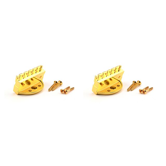 pitrice Headless Acoustic Guitar Bridge Professional Beginners Electric Bass String Tailpiece Spare Parts Fitting Replacement Gold 2Set