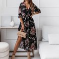 thumbnail image 2 of XZNGL Robe Maxi à Manches Longues pour Femmes Mode pour Femmes Bohème Col en V Ample Demi-Manche Ligne A Imprimé Floral Longue Robe Maxi Longue Robe Maxi pour Femmes Robe Maxi Florale pour Femmes, 2 of 8