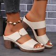thumbnail image 3 of IUJSOY Womens Heeled Sandals Open Toe Two Strap Chunky Heels Slides Soft Cushion Slip on Mules, 3 of 5