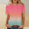 thumbnail image 1 of TIMIFIS Trendy Tops for Women Gradient Color Shirts Crew Neck Summer Short Sleeve Pullover Spring Lightweight Comfy Going Out Holiday Vacation Outfit Blouse Tops, 1 of 7