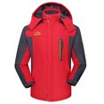 thumbnail image 2 of LSLJS Mens Manteau d'Hiver Épais en Velours à Capuche Protection contre le Vent Extérieur (Rouge, XXXXL), 2 of 3