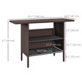 thumbnail image 3 of Outsunny Table de Bar en Rotin de 55 Pouces avec 2 Tablettes de Rangement et Cadre en Acier, 3 of 10