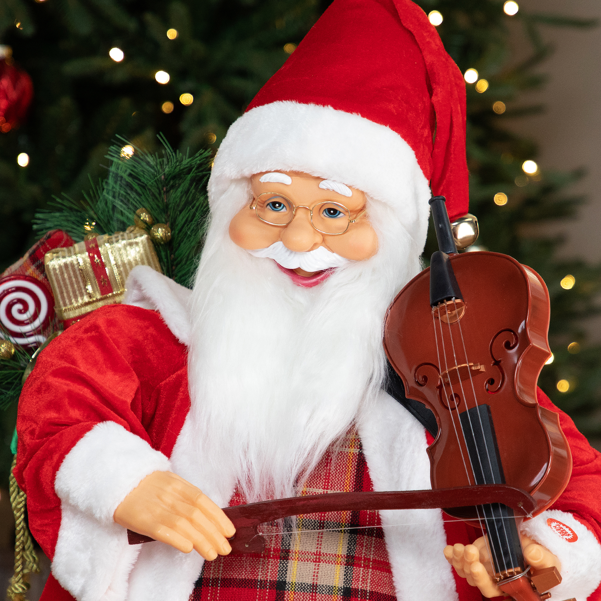 Northlight Animated and Musical Santa with Violin Christmas