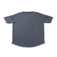 thumbnail image 3 of Men Solid Slub Cotton Pleated Short Sleeve Slim Fit T Shirt, 3 of 5
