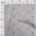thumbnail image 1 of oneOone Tissu Polyester Lycra Imprimé Herbe & Chiots Chien BTY 56 Pouces de Large, 1 of 1