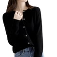 thumbnail image 2 of Hontri Cardigans pour Femmes Légers Offres à Moins de 15 $, Cardigan Basique pour Femmes à Col Rond, Manches Longues, Boutonné, Noir m, 2 of 5