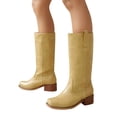 thumbnail image 1 of Dakaela Knee High Boots for Women Square Toe Western Cowboy Boot Chunky Block Heel Wide Calf Riding Tall Boots Yellow Size 6.5, 1 of 8