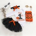 thumbnail image 1 of Ensemble de 4 Pcs pour Tout-Petits, Enfants, Bébés Filles, Halloween, Barboteuse, Combinaison, Haut + Jupe Mini de Fête Tuller, 1 of 4