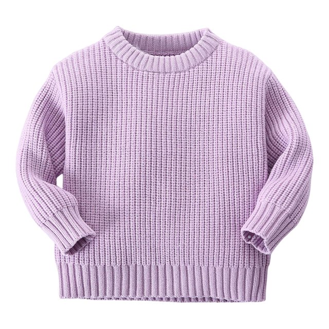 Kcodviy Chandails d'Hiver pour Tout-Petits Enfants Bébé Fille pour Filles Garçon Col Rond Manches Longues Femmes Hauts d'Hiver Chandail Uni pour Nourrisson Chandail Tricoté Automne Hiver Chaud Chandail à Enfiler Hauts Manteau Veste