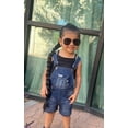 thumbnail image 3 of Kidscool Space Little Girl Boy Patchwork Decor Fashion Jeans Shortalls,Blue,12-18 Months, 3 of 8