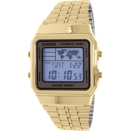 men's aq230ga-9d gold metal quartz dress watch Casio AQ-230GA-9D Vintage Yellow Gold Dial Stainless Steel Analog Digital  Watch
