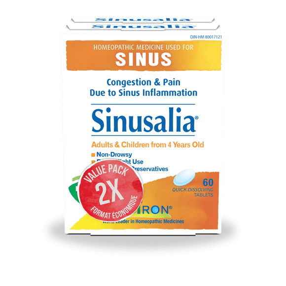 Boiron Sinusalia – Homeopathic Medicine for Relief of Congestion and Pain Due to Sinus Inflammation 2×60 Tablets 120 Count
