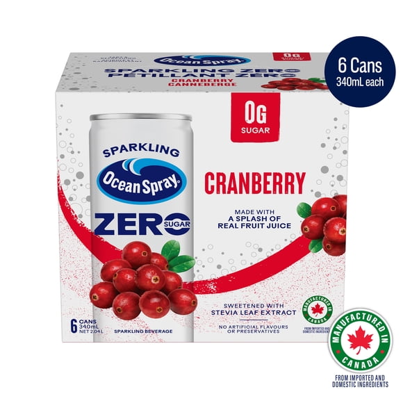 Ocean Spray Sparkling Cranberry Zero Sugar 6x340ml