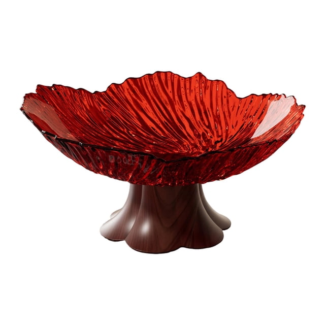 Elodie Pedestal Fruit Bowl Decorative Serving Tray for Kitchen Counter Home Wedding red