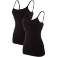thumbnail image 1 of Charmo Women's Basic Cami Adjustable Spaghetti Strap Built in Bra Tank Top 2 Pack, 1 of 7